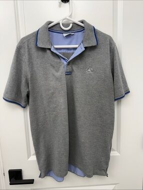 Mercedes Benz Men’s Grey Polo Shirt with Blue Trim